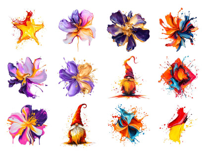 Aquarell-Spritzer-Clipart-Bundle (PNG), Farbspritzer-Clipart, Farbspritzer-Clipart (PNG), Bunte Spritzer (PNG), Tintenspritzer-Clipart