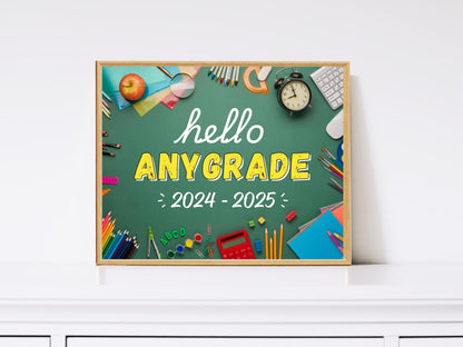 Editable Hello Grade Printable Sign, Back to School Decor (Digital Download)