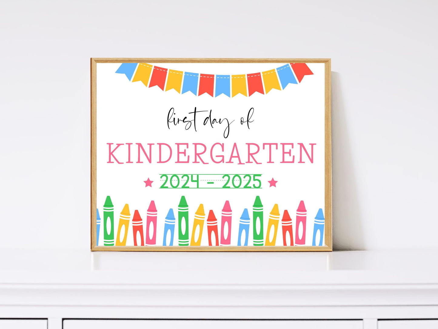 Editable Kindergarten Sign: Crayon Theme Back to School Photo Prop (Digital Download)