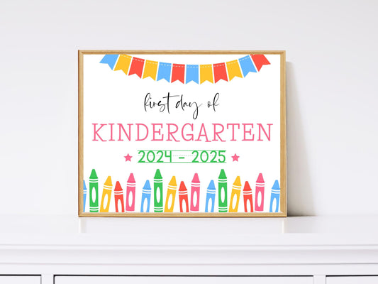 Editable Kindergarten Sign: Crayon Theme Back to School Photo Prop (Digital Download)