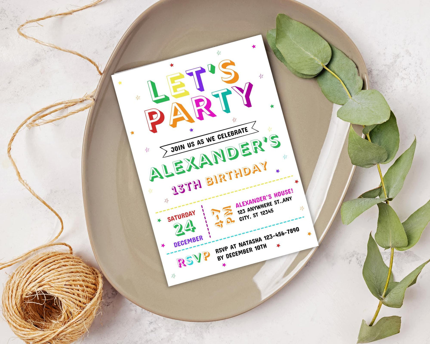 Editable Rainbow Birthday Invitation Template, Kids Party Invite (Digital Download)