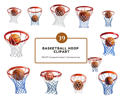 Watercolor Basketball Clipart Bundle png, Basketball Hoop Clipart Bundle, Basketball Hoop Clipart Set, Slam Dunk Basketball Net Clipart png