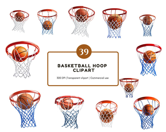 Watercolor Basketball Clipart Bundle png, Basketball Hoop Clipart Bundle, Basketball Hoop Clipart Set, Slam Dunk Basketball Net Clipart png