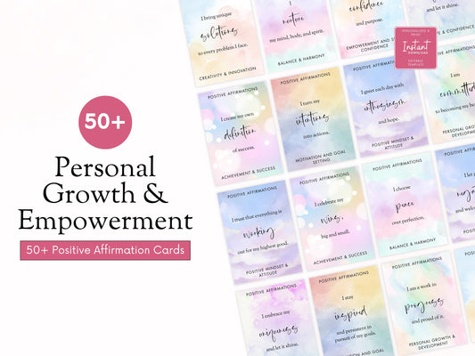 Positive Affirmation Cards, Printable Planner, Self-Love (PDF)
