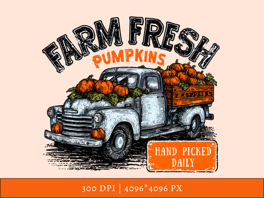Farm Fresh Pumpkin png, Retro Pumpkin png, Fall Sublimation png, Transparent Fall Pumpkin png, Retro Fall Pumpkin Design png, Pumpkin Truck