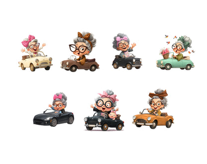 Lustige Cliparts älterer Damen (PNG), Aquarell-Cliparts älterer Damen, Cliparts älterer Damen (PNG), Cliparts von Omas (PNG), moderne Oma-Cliparts, Oma-Cliparts (PNG)