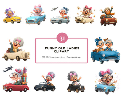 Lustige Cliparts älterer Damen (PNG), Aquarell-Cliparts älterer Damen, Cliparts älterer Damen (PNG), Cliparts von Omas (PNG), moderne Oma-Cliparts, Oma-Cliparts (PNG)