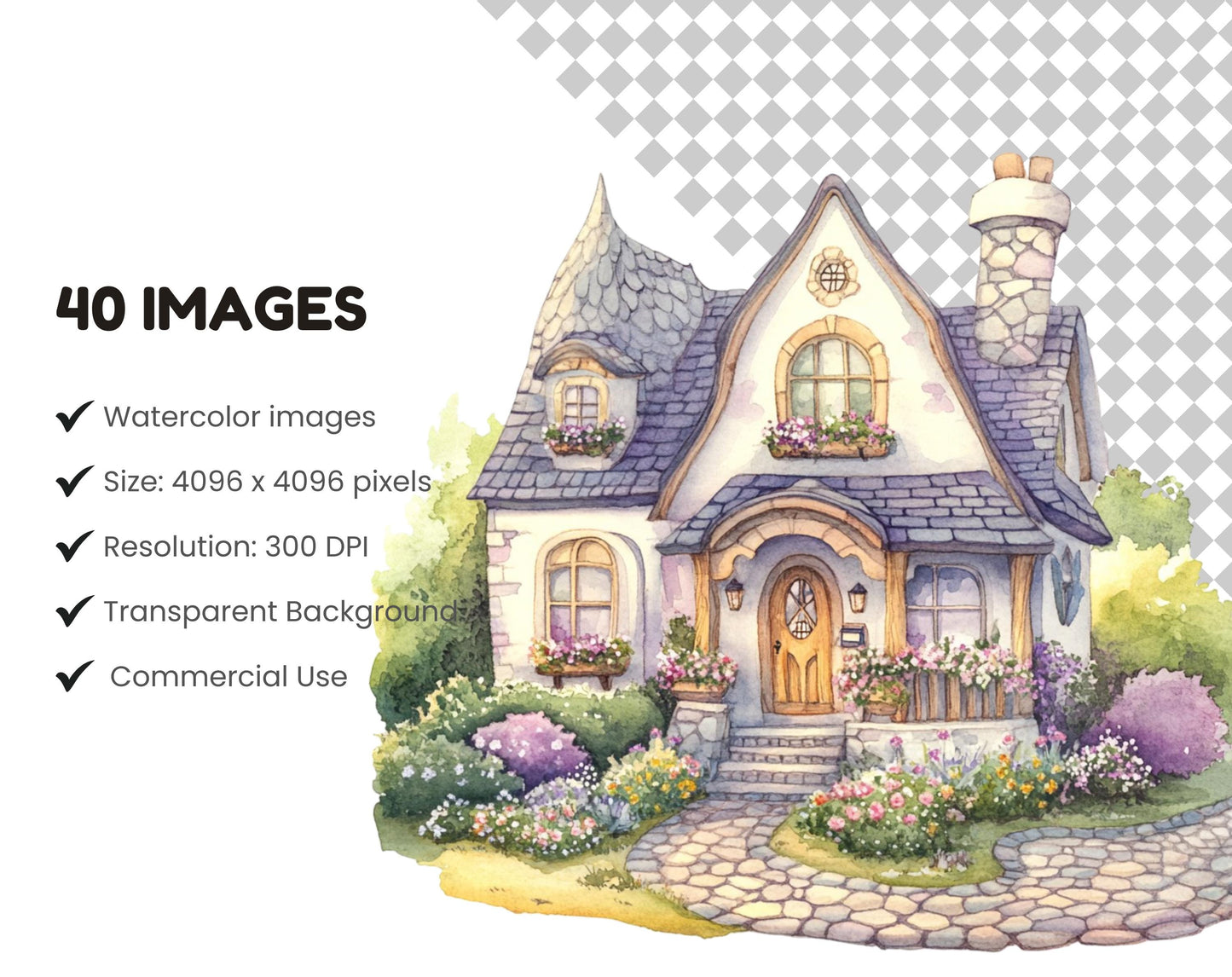 Watercolor Houses Clipart Bundle png, Quirky Houses Clipart png, Whimsical House Clipart, Quirky House Clipart png, House Clipart png