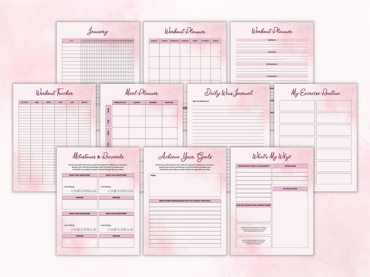 Printable Weight Loss Planner, Fitness Tracker, Calorie Calculator (PDF)