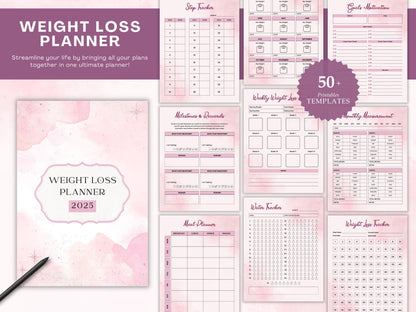 Printable Weight Loss Planner, Fitness Tracker, Calorie Calculator (PDF)