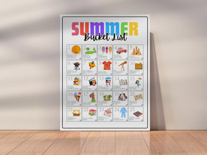 Summer Bucket List Printable: Fun Family Activities (Canva Template, US Letter Size)