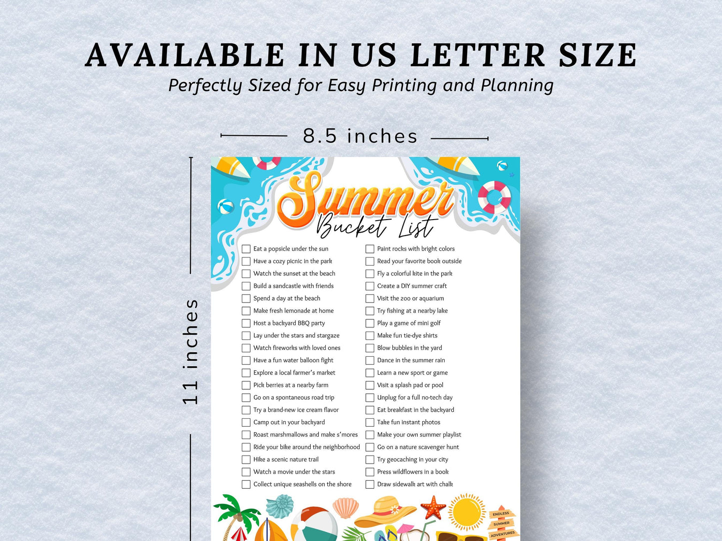 Summer Bucket List Printable: Fun Family Activities - Canva Template