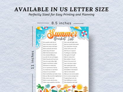 Summer Bucket List Printable: Fun Family Activities - Canva Template