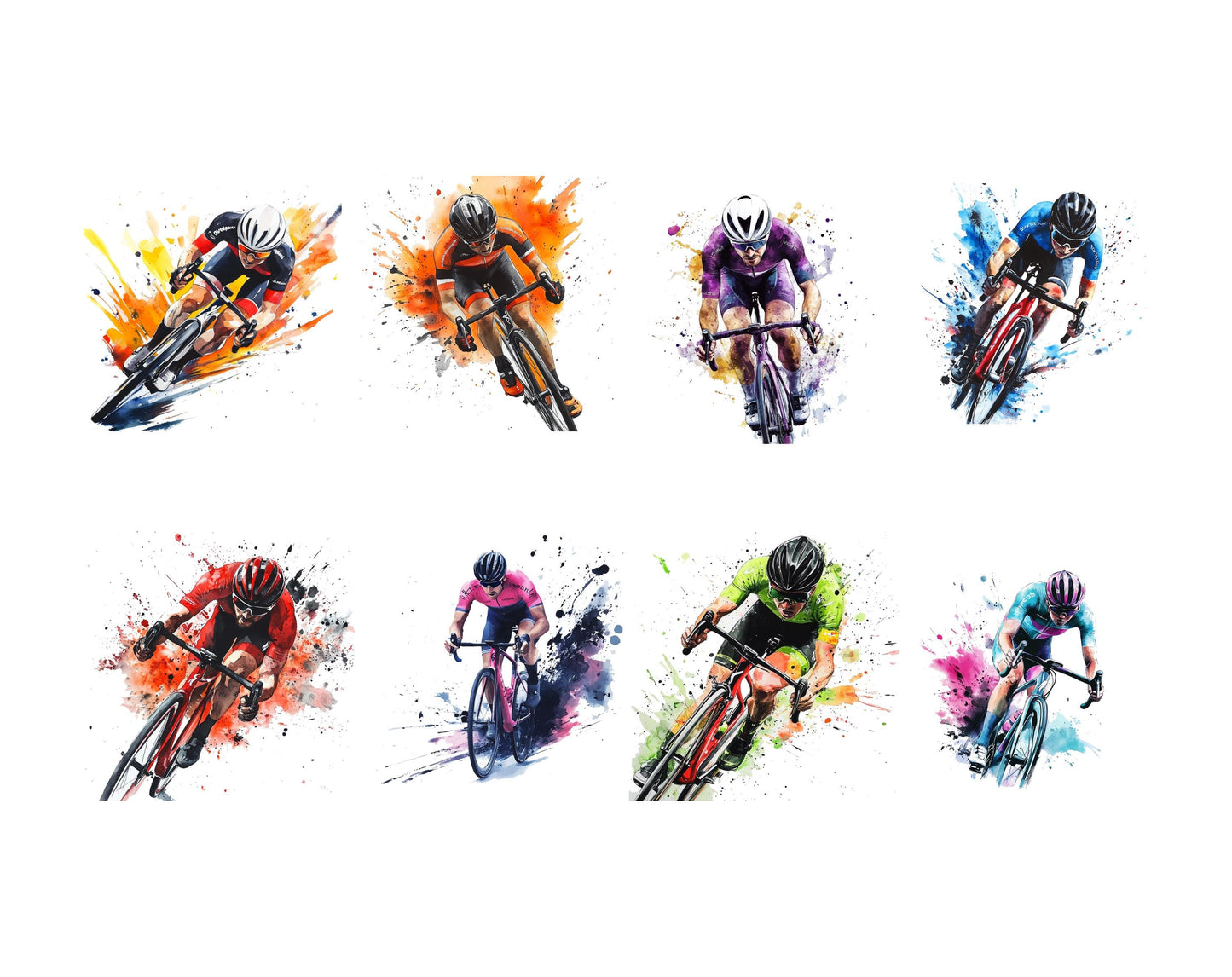 Watercolor Cycling Clipart Bundle png, Cycling Clipart, Sports Cycling Clipart, Sports Clipart, Cycling Clipart Set png Bundle