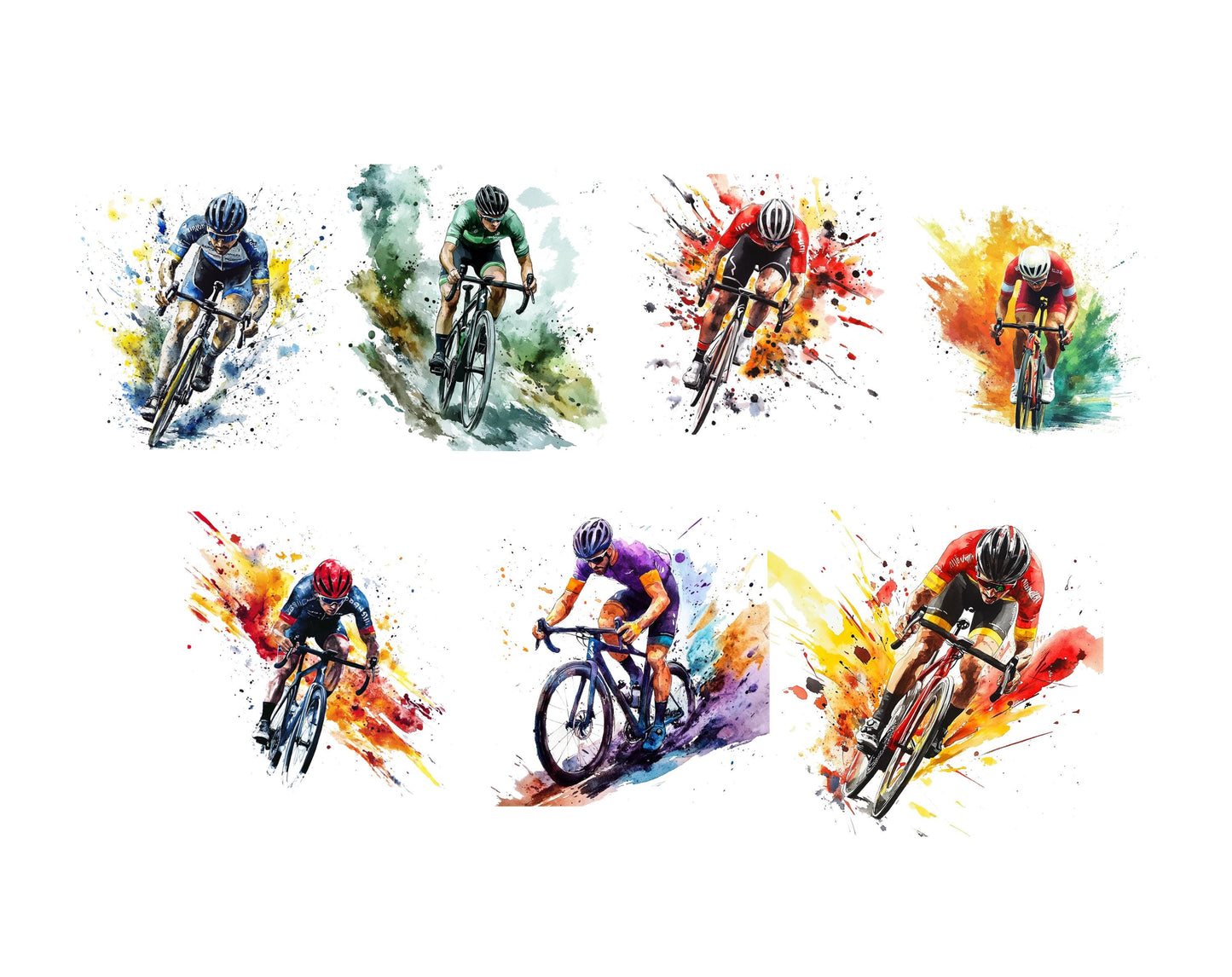Watercolor Cycling Clipart Bundle png, Cycling Clipart, Sports Cycling Clipart, Sports Clipart, Cycling Clipart Set png Bundle