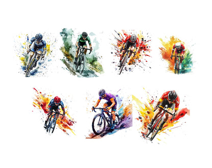 Watercolor Cycling Clipart Bundle png, Cycling Clipart, Sports Cycling Clipart, Sports Clipart, Cycling Clipart Set png Bundle