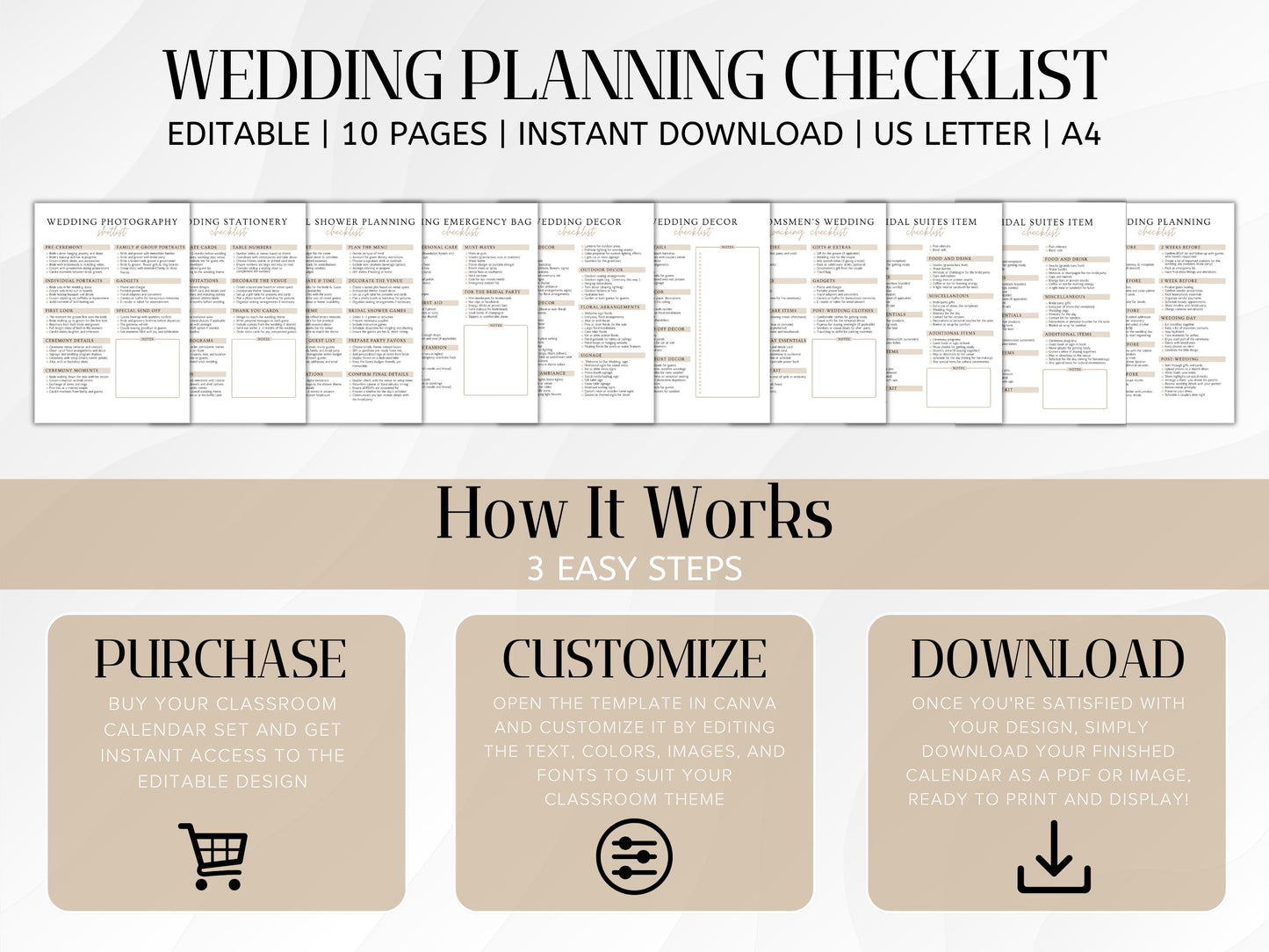 Wedding Planning Checklist: Canva Template (PDF Downloadable Link Included)