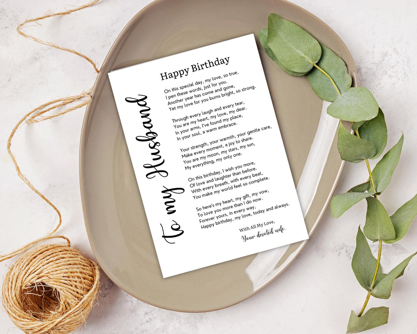 Husband Birthday Poem Card: Romantic Love Note from Wife (Digital Download