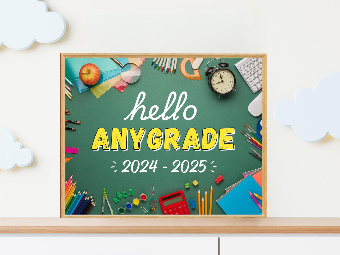 Editable Hello Grade Printable Sign, Back to School Decor (Digital Download)