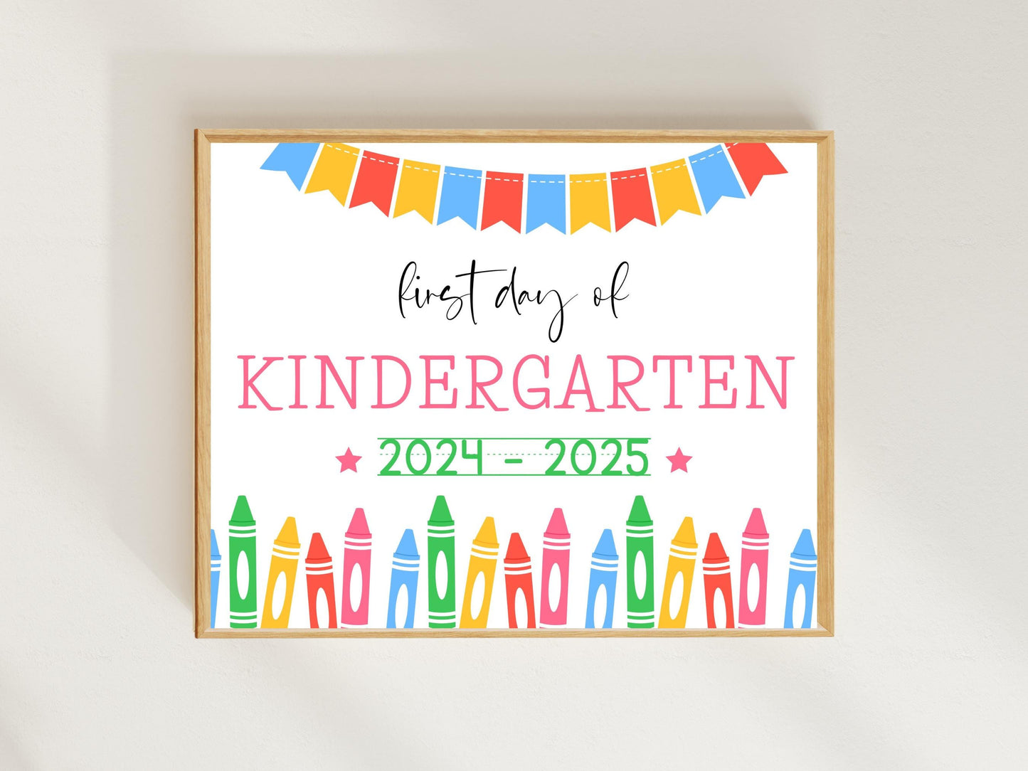 Editable Kindergarten Sign: Crayon Theme Back to School Photo Prop (Digital Download)