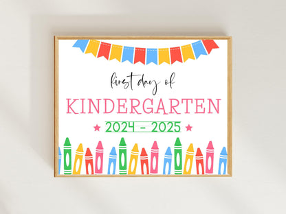 Editable Kindergarten Sign: Crayon Theme Back to School Photo Prop (Digital Download)