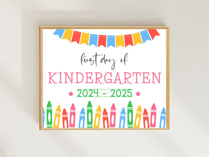 Editable Kindergarten Welcome Sign 2025-2026: Crayon Theme (Digital Download, 10x8 inches)