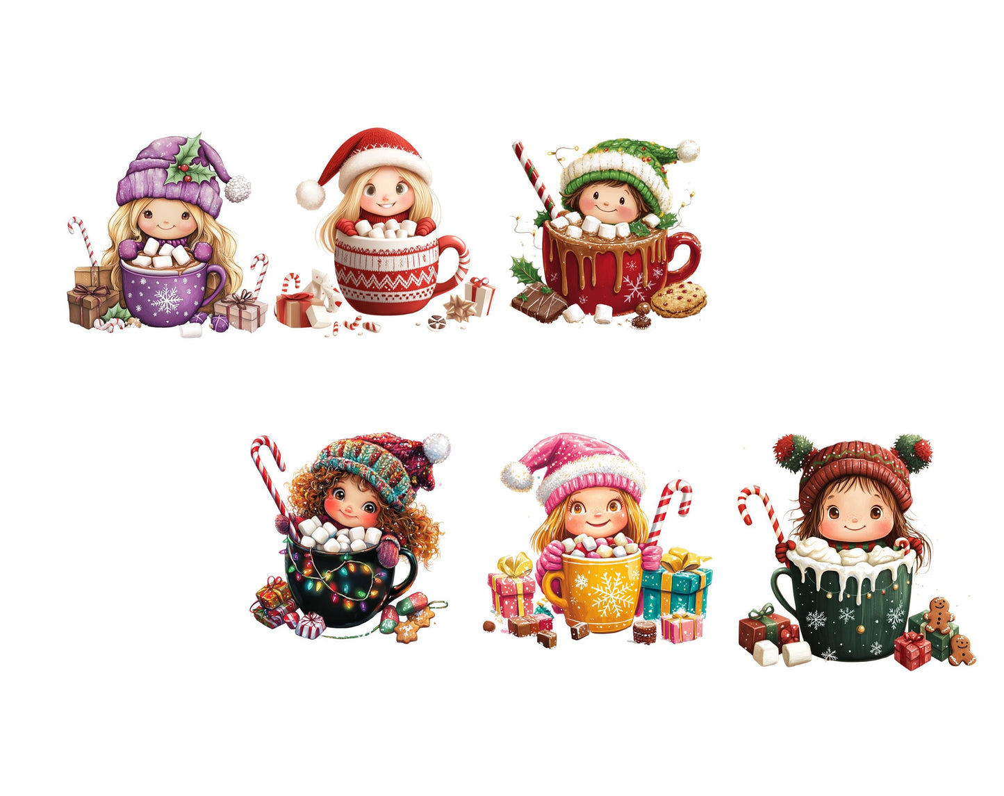 Hot Cocoa Gnomes Clipart Bundle png, Gnome Clipart, Coffee Gnomes Clipart, Christmas Gnomes Clipart, Festive Gnomes Clipart png