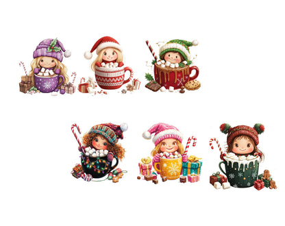 Hot Cocoa Gnomes Clipart Bundle png, Gnome Clipart, Coffee Gnomes Clipart, Christmas Gnomes Clipart, Festive Gnomes Clipart png