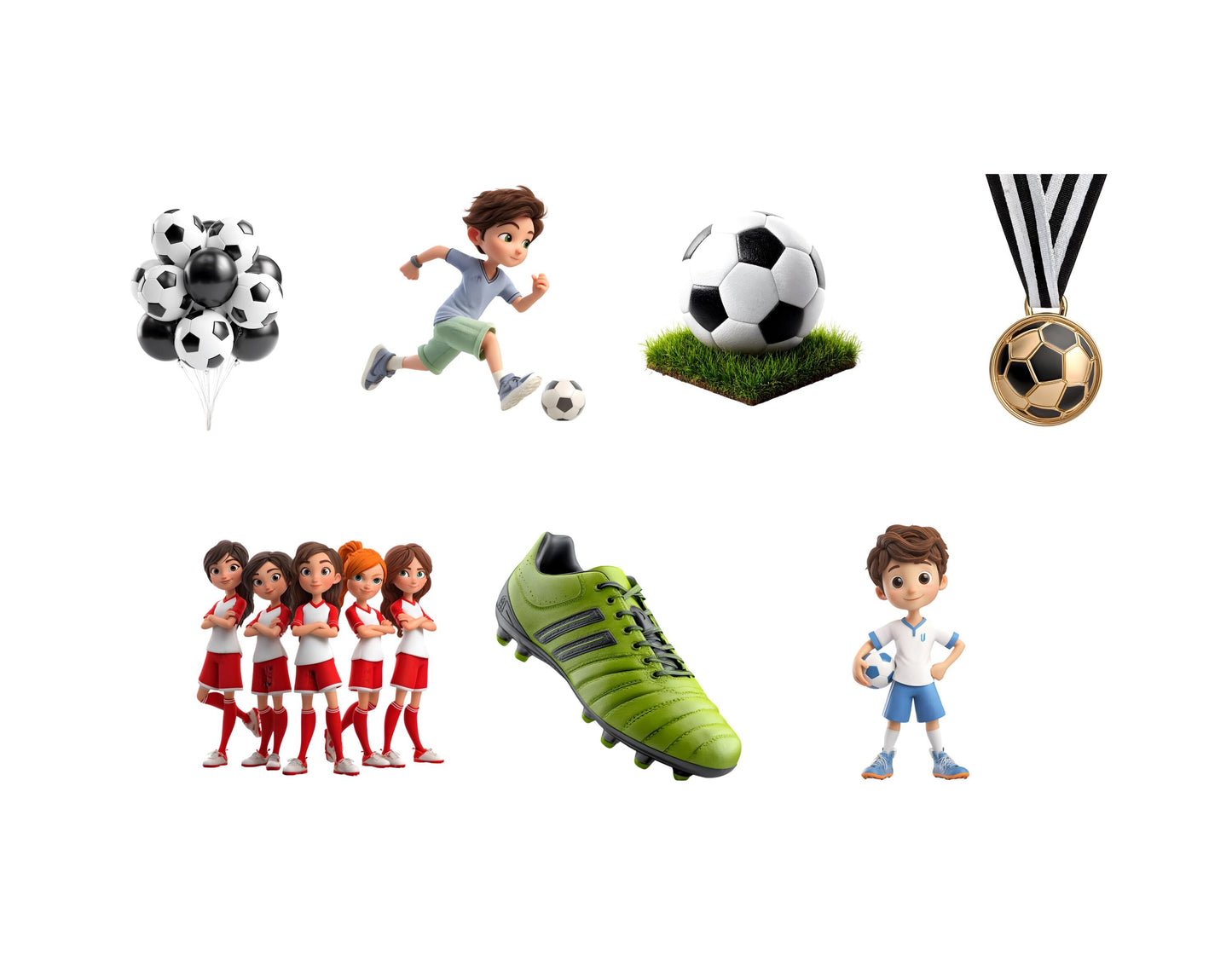 Soccer Clipart png Bundle, Boys Soccer Clipart, Watercolor Soccer Clipart png, Football Clipart Bundle, Soccer Baby Shower Clipart