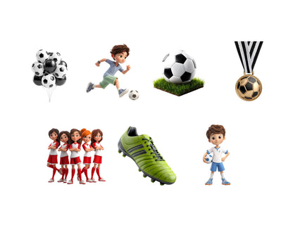 Soccer Clipart png Bundle, Boys Soccer Clipart, Watercolor Soccer Clipart png, Football Clipart Bundle, Soccer Baby Shower Clipart