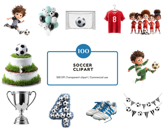 Soccer Clipart png Bundle, Boys Soccer Clipart, Watercolor Soccer Clipart png, Football Clipart Bundle, Soccer Baby Shower Clipart