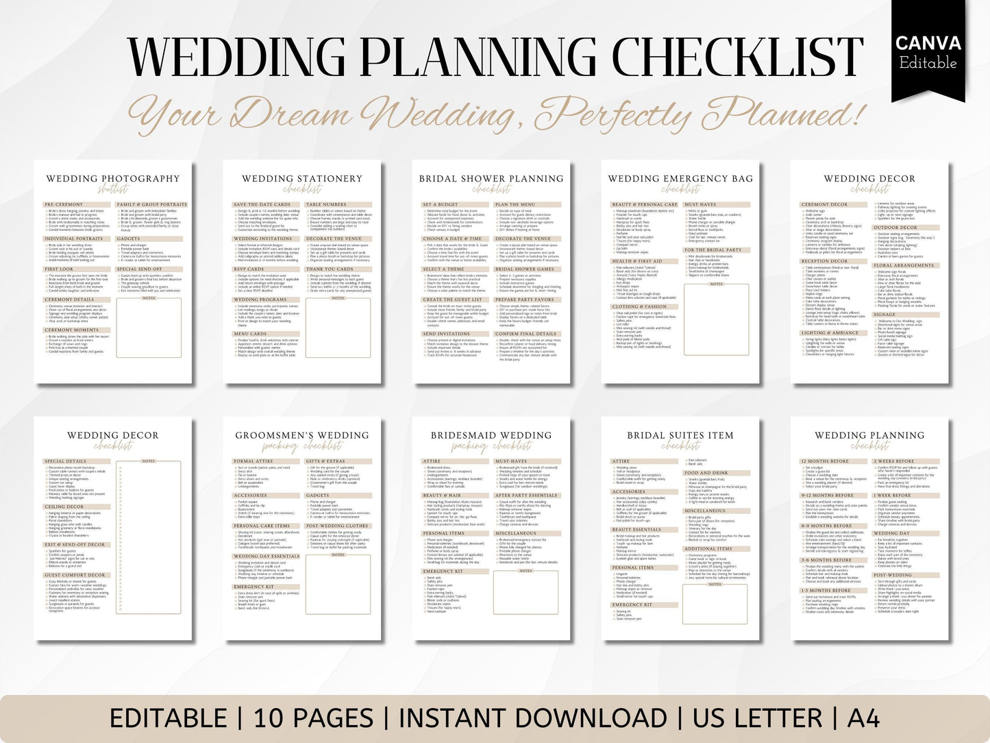 Editable Wedding Planner Checklist: Canva Template (PDF Download