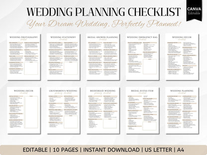 Editable Wedding Planner Checklist: Canva Template (PDF Download
