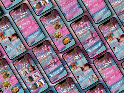 Pink Birthday Weekend Itinerary: Canva Editable Travel Planner (Digital Download)