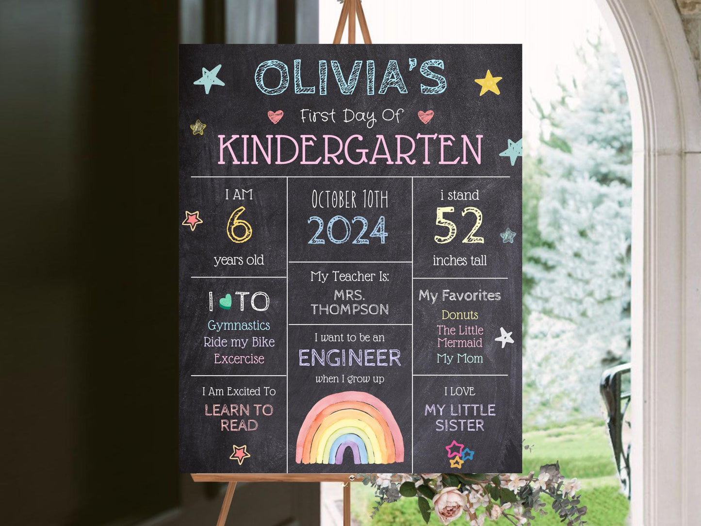 First Day of School Sign: Mermaid Chalkboard, Editable, Printable (Digital Download)