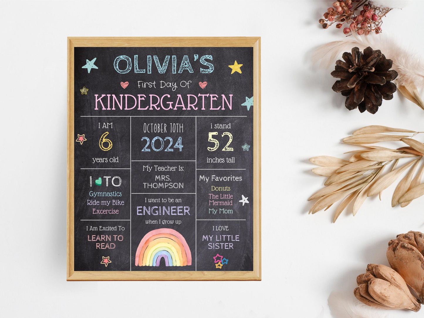 First Day of School Sign: Mermaid Chalkboard, Editable, Printable (Digital Download)