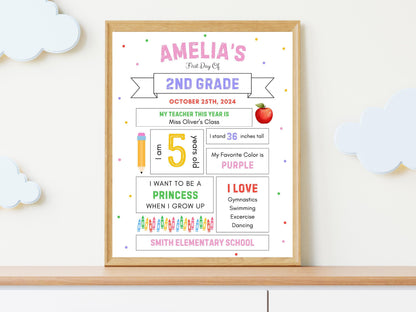 Editable First Day of School Sign, Back to School Poster (Canva Template)