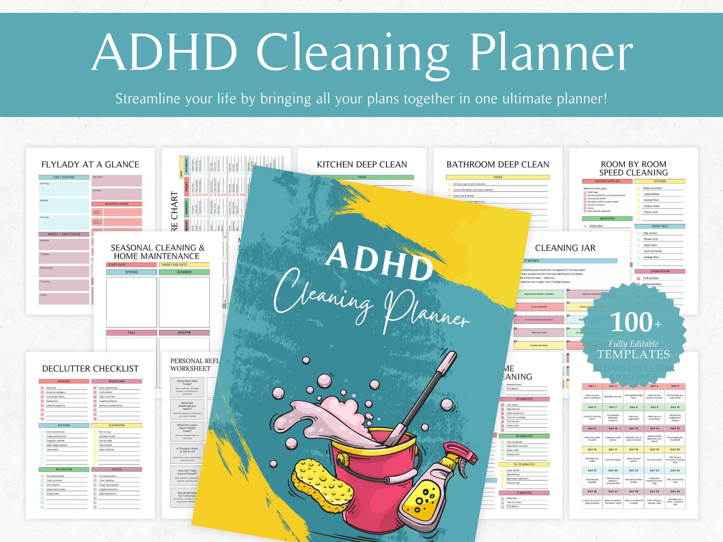 ADHD Cleaning Planner, Home Cleaning Schedule (Instant Download)