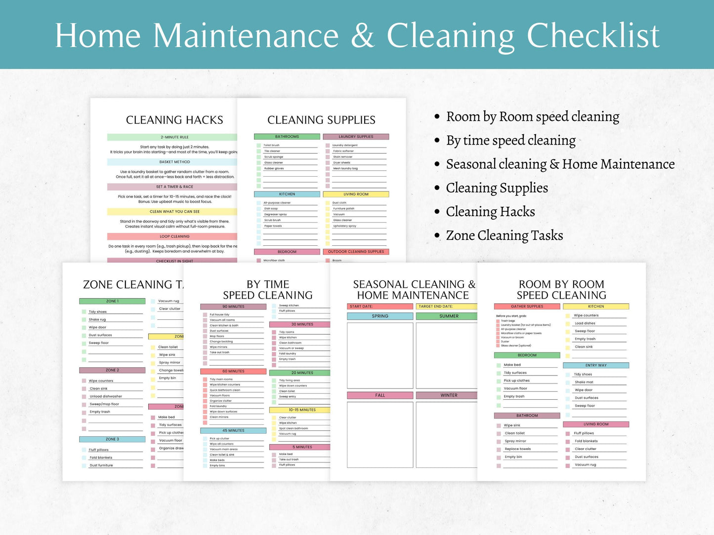 ADHD Cleaning Planner, Home Cleaning Schedule (Instant Download)
