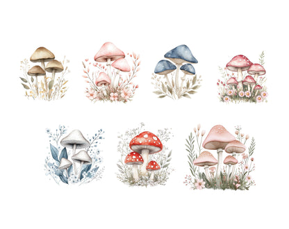 Pilz-Clipart-Bundle (PNG), Aquarell-Pilz-Clipart, Blumen-Pilz-Clipart (PNG), Zauberpilz-Clipart, Wildpilz-Clipart (PNG)