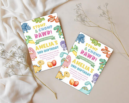 Einladung zum 2. Geburtstag mit Dinosauriern: Stampf-, Beiß- und Brüllparty (Digitaler Download)