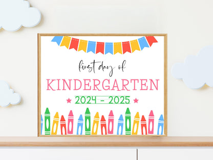 Editable Kindergarten Welcome Sign 2025-2026: Crayon Theme (Digital Download, 10x8 inches)