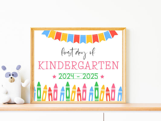 Editable Kindergarten Welcome Sign 2025-2026: Crayon Theme (Digital Download, 10x8 inches)
