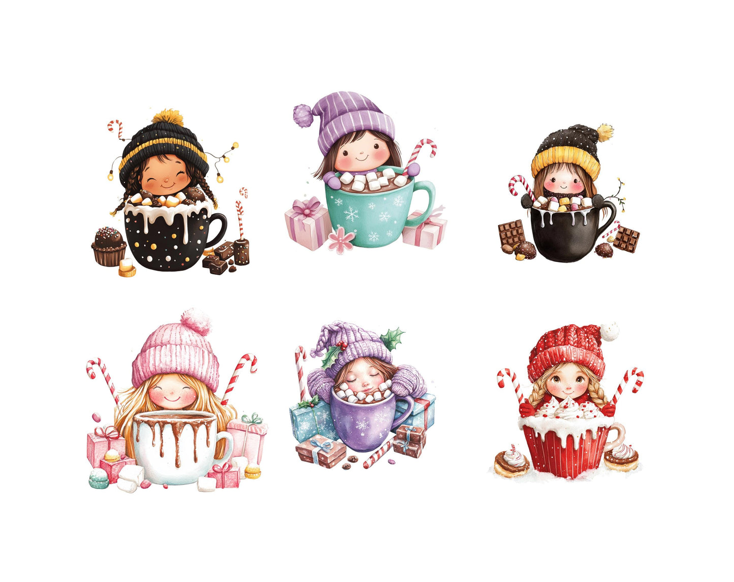 Hot Cocoa Gnomes Clipart Bundle png, Gnome Clipart, Coffee Gnomes Clipart, Christmas Gnomes Clipart, Festive Gnomes Clipart png
