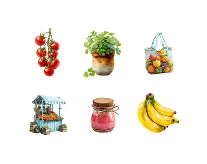 Farmers Market Clipart png Bundle, Watercolor Farmers Market Clipart, Fruit Clipart, Vegetable Clipart, Farm Product Clipart, Garden Clipart