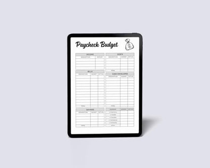Paycheck Budget Planner, Income and Debt Tracker (Digital Download)