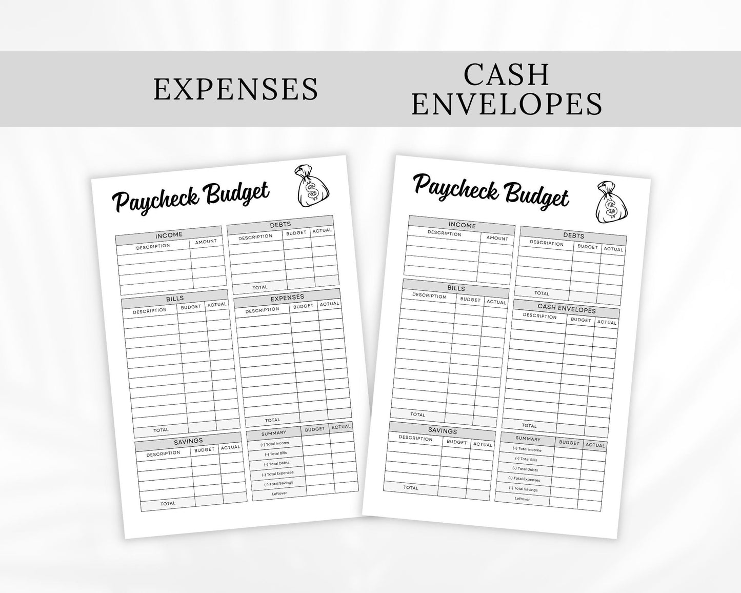Paycheck Budget Planner, Income and Debt Tracker (Digital Download)