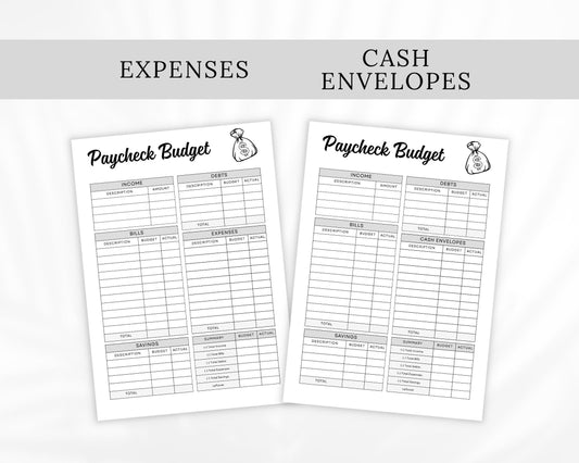 Paycheck Budget Planner, Income and Debt Tracker (Digital Download)