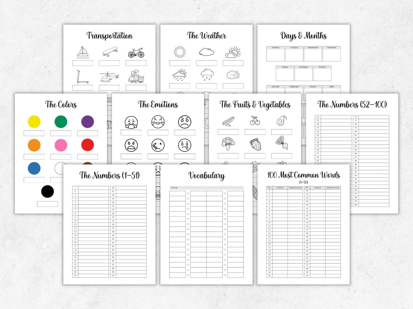 Learning Language Planner Template, Language Study Notebook Planner, Printable Learning Language Planner, Language learning notion template