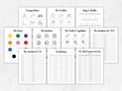 Learning Language Planner Template, Language Study Notebook Planner, Printable Learning Language Planner, Language learning notion template